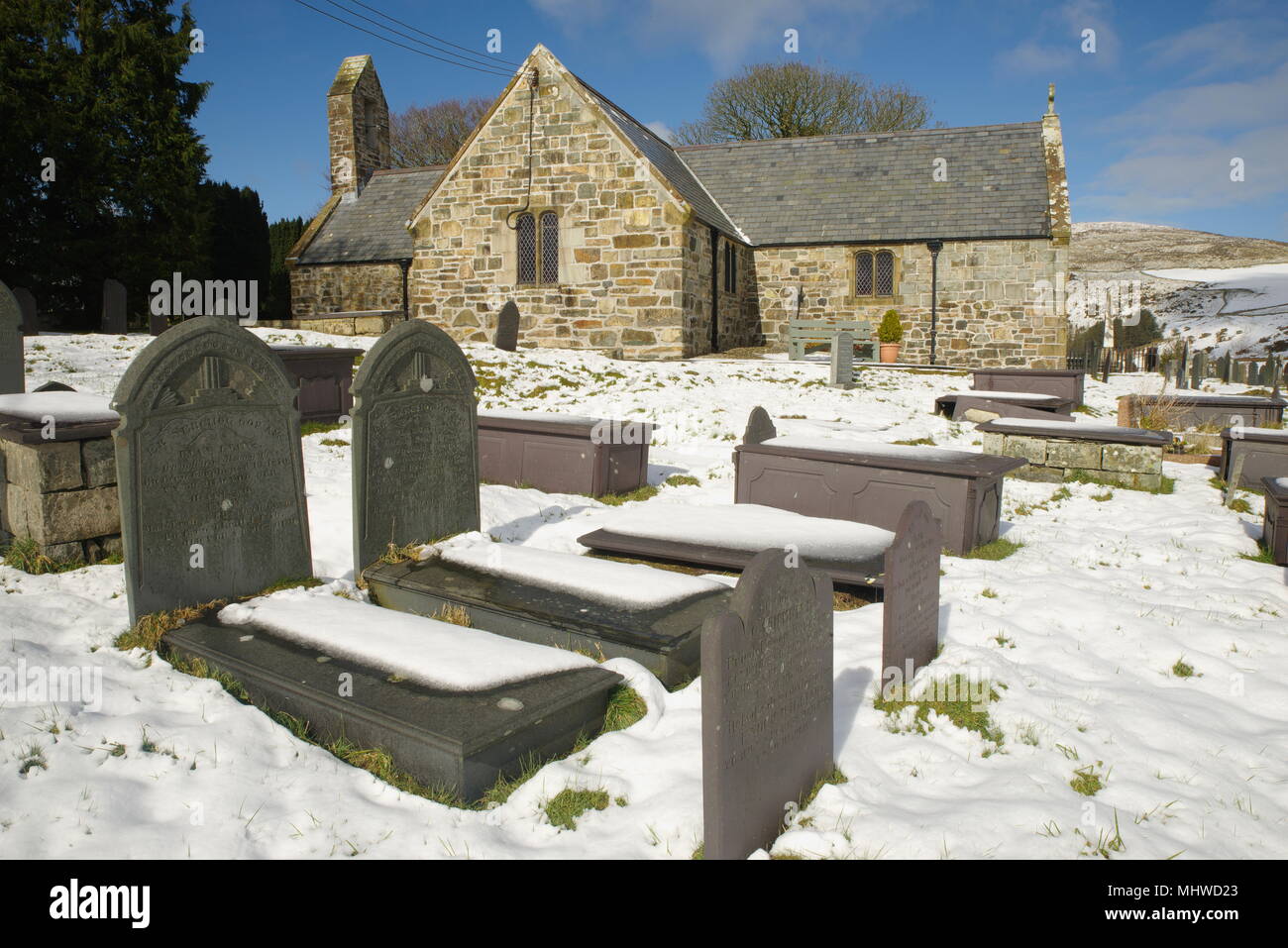 St Aelhearn`s Church, Llanaelhaern, Llyn Peninsula, Nordwales, Vereinigtes Königreich. Stockfoto